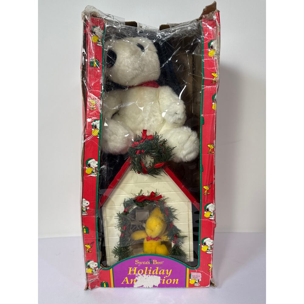 Large 21" Santa’s Best Holiday Animation Christmas Snoopy Red Baron Doghouse